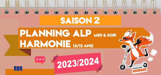 Planning ALP Harmonie, midi et soir (élémentaire)